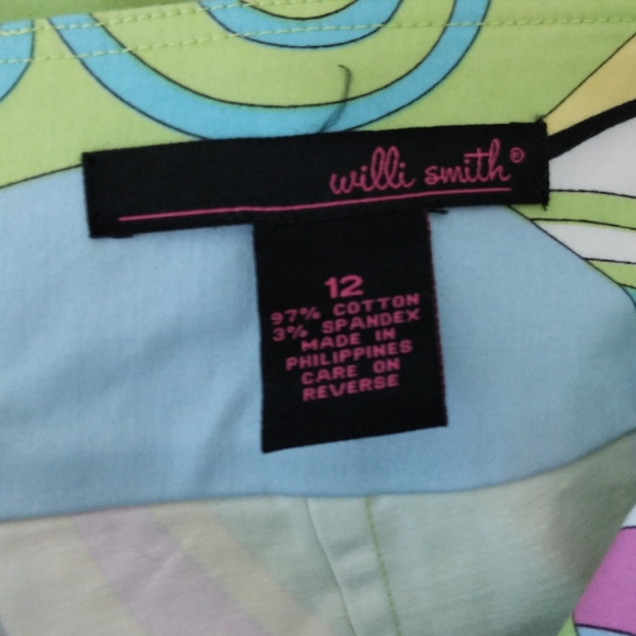 Willi Smith adorable A-line skort green w blue yellow and pink size 12 - Picture 5 of 7